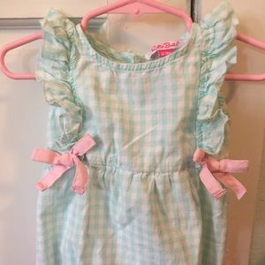 Clear Blue Gingham Ruffle Romper